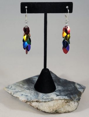 Rainbow Cascading Tiny Scale Earrings