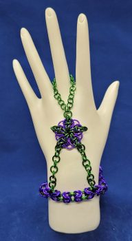 Purple & Green Sm. 5-Point Hand Flower Bracelet