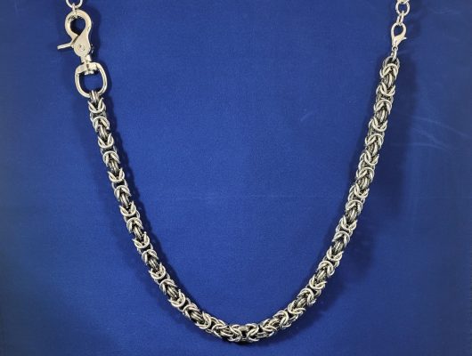 Stainless Steel & Blackened Stainless Steel Byzantine Wallet Chain