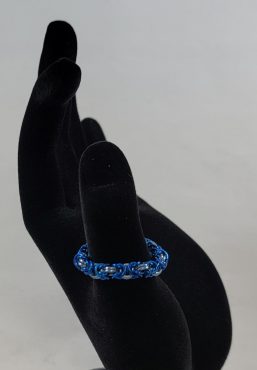 Royal Blue & Black Ice Byzantine Finger Ring